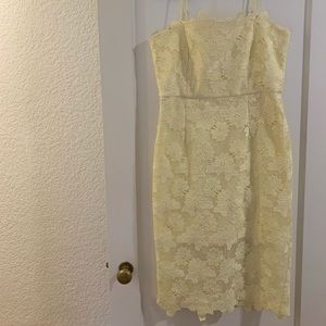 Yellow Bardot midi dress